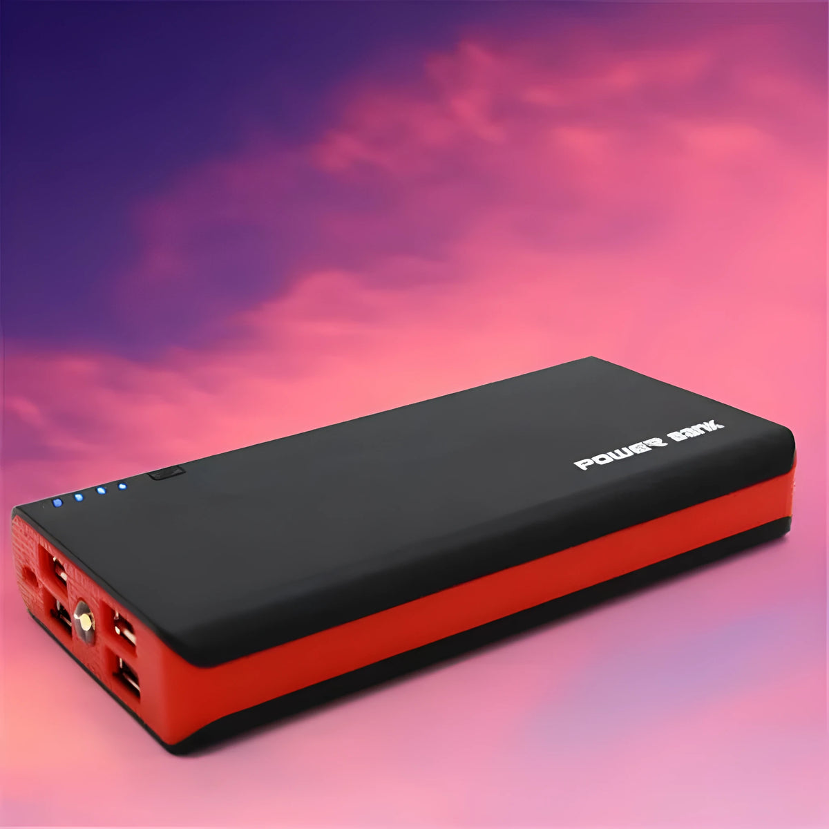 20000mAh portable power bank in multiple colours showing compact 145x68x22mm dimensions