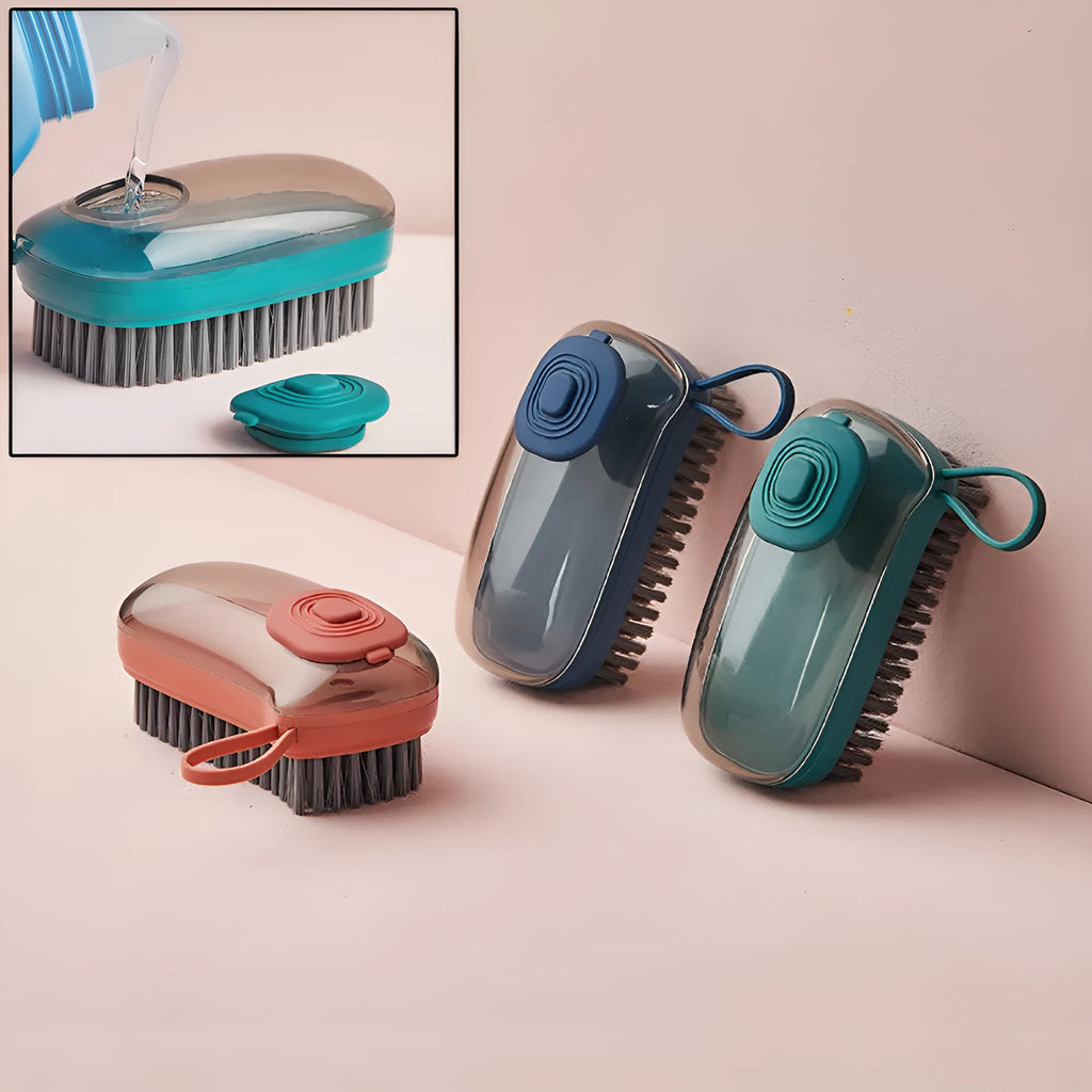 Blue automatic liquid cleaning brush with ergonomic grip on a white background.