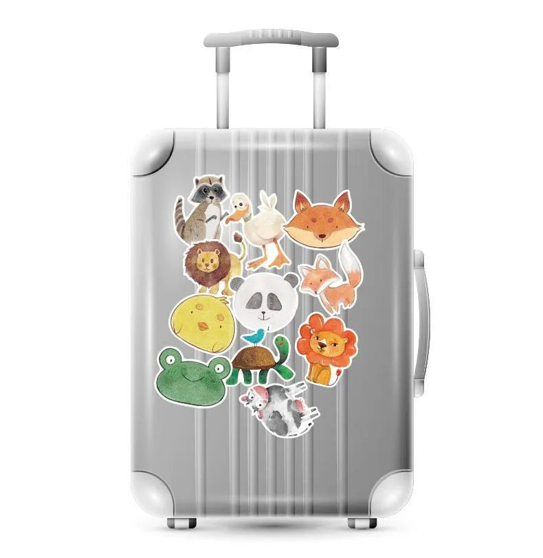 36 piece set of large retro beach themed stickers with surfing and travel designs