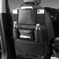 Genuine leather car seat back storage bag in suspended design with colour options