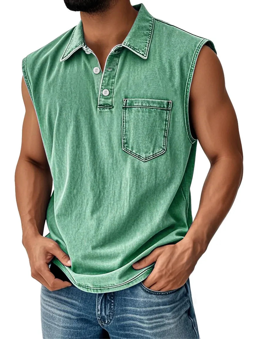 Men's short sleeve polo shirt with digital print design in loose fit