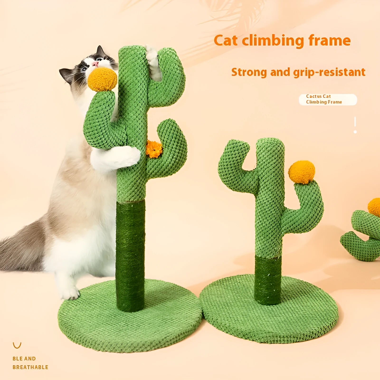 Cactus design cat scratching post and climbing frame with cotton thread scratching surface