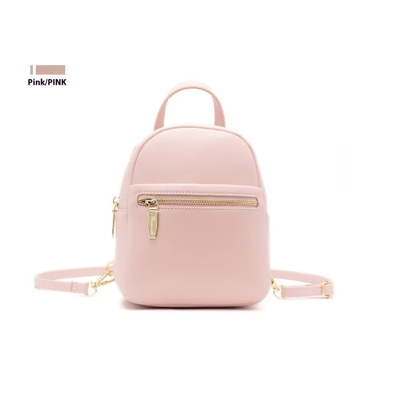 Soft PU mini backpack with large capacity and three-dimensional pocket in street trend style for daily matching