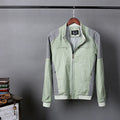 Men's thin cotton jacket in blue, regular fit, shown on a model for leisure wear.