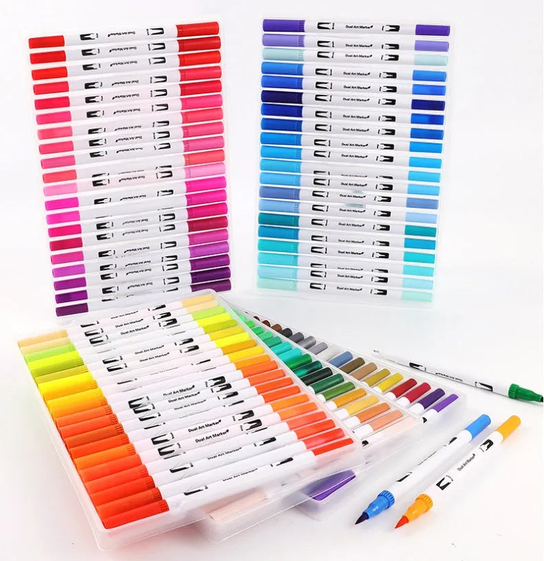 Set of refillable watercolour pens with brush tips in various colours for promotional gift use