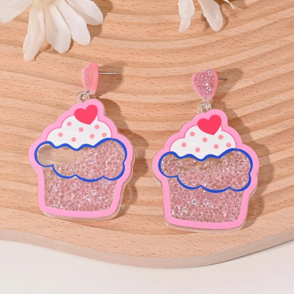 Pastoral style fruit shaped acrylic earrings for women with cherry, strawberry, watermelon designs