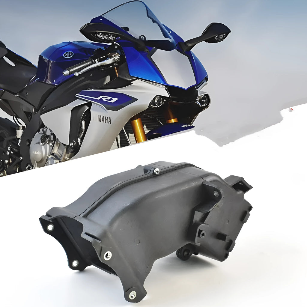 Black motorcycle ventilation pipe for Yamaha models measuring 280mm long by 170mm wide by 160mm high