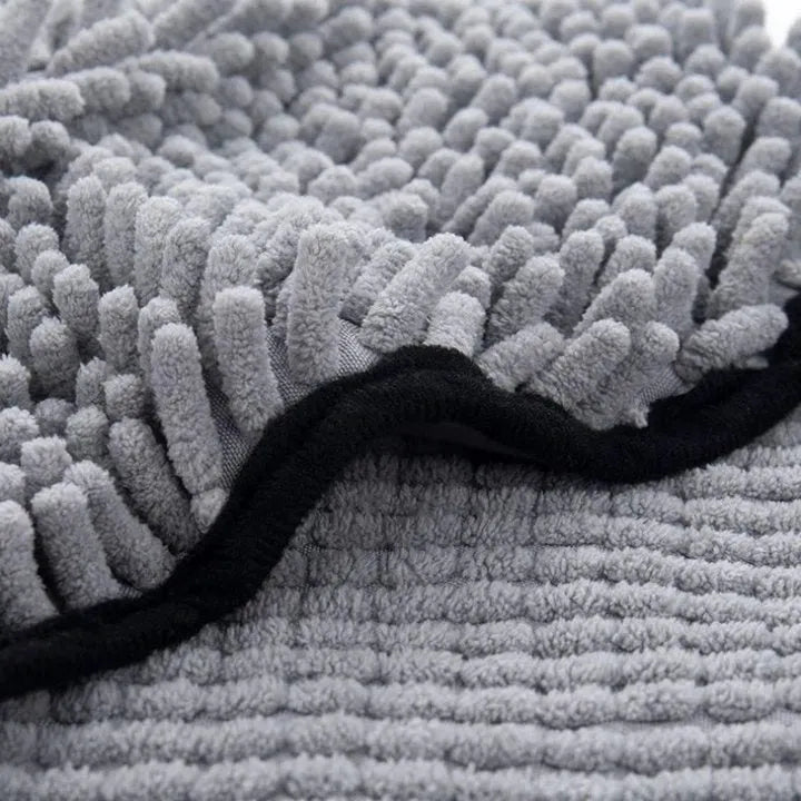 Blue quick-dry dog bath robe towel on a white background