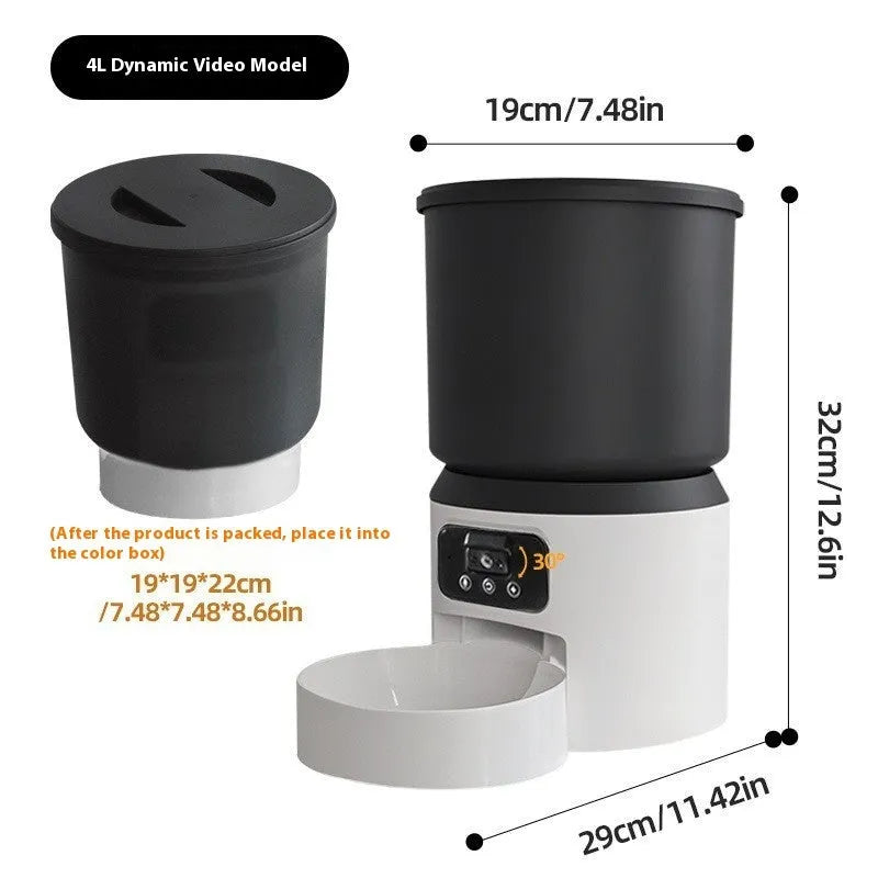 4-litre smart pet feeder with WiFi remote control and optional video camera for cats and dogs