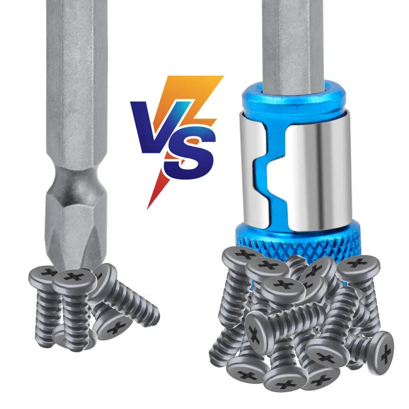 Light blue screwdriver bits with magnetic ring for slotted metric screws