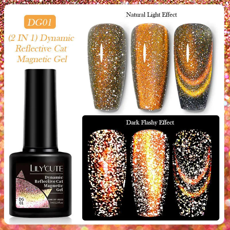 Cat eye series nail polish gel with diamond glitter in six colour options