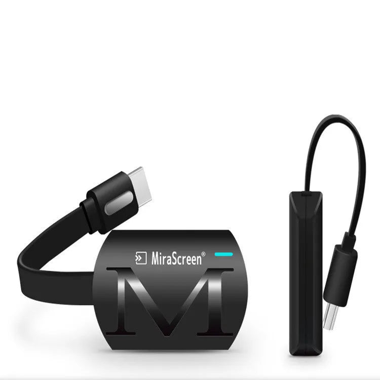Small black USB HDMI adapter dongle for mirroring phone screens to television