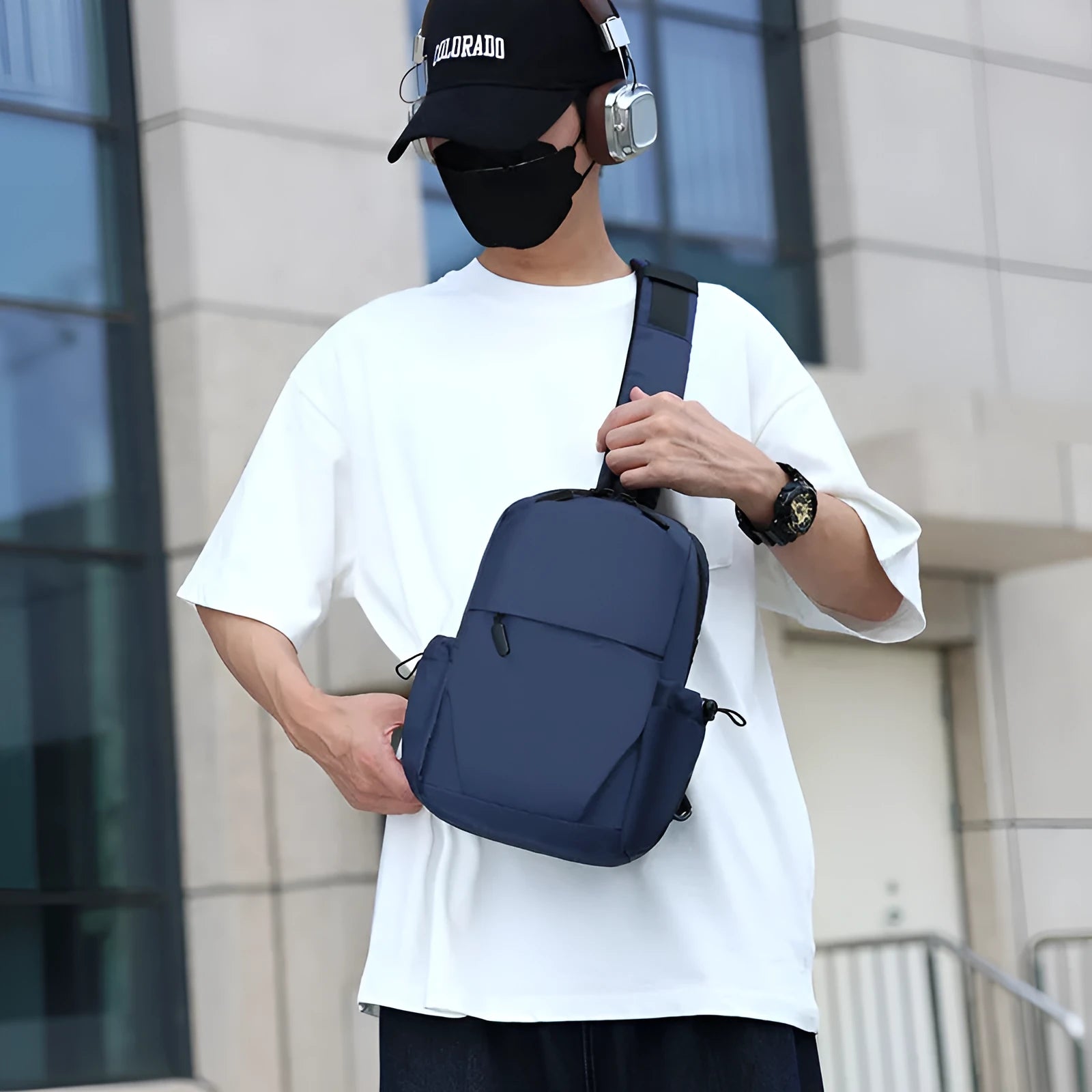 Men's waterproof chest bag in three colours with adjustable shoulder strap