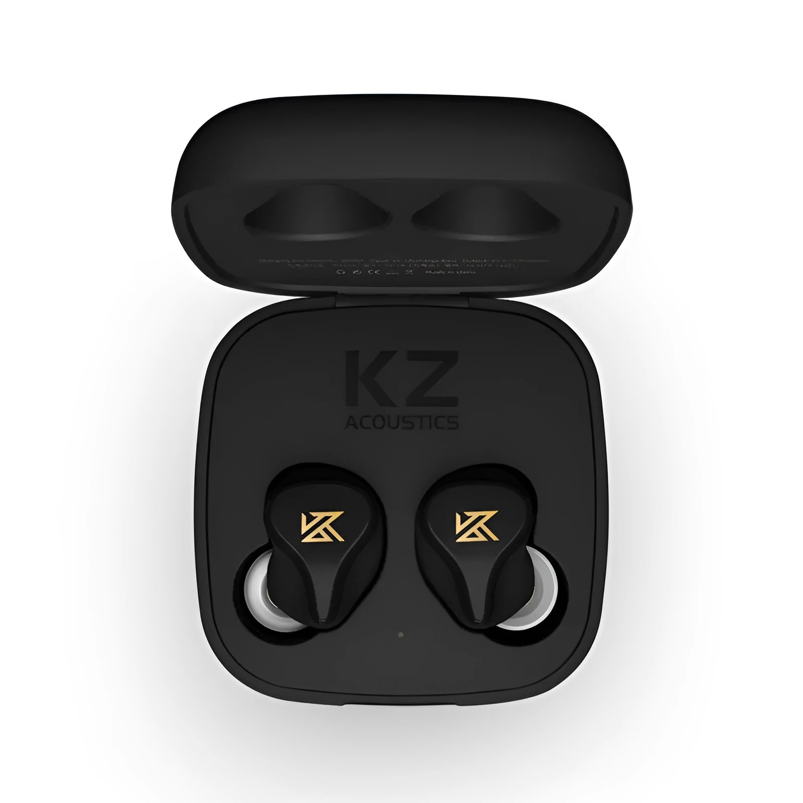 Black and green Z1 true wireless Bluetooth in-ear headphones with charging case.