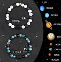 Zodiac sign beaded bracelet set with natural stone beads on adjustable cord