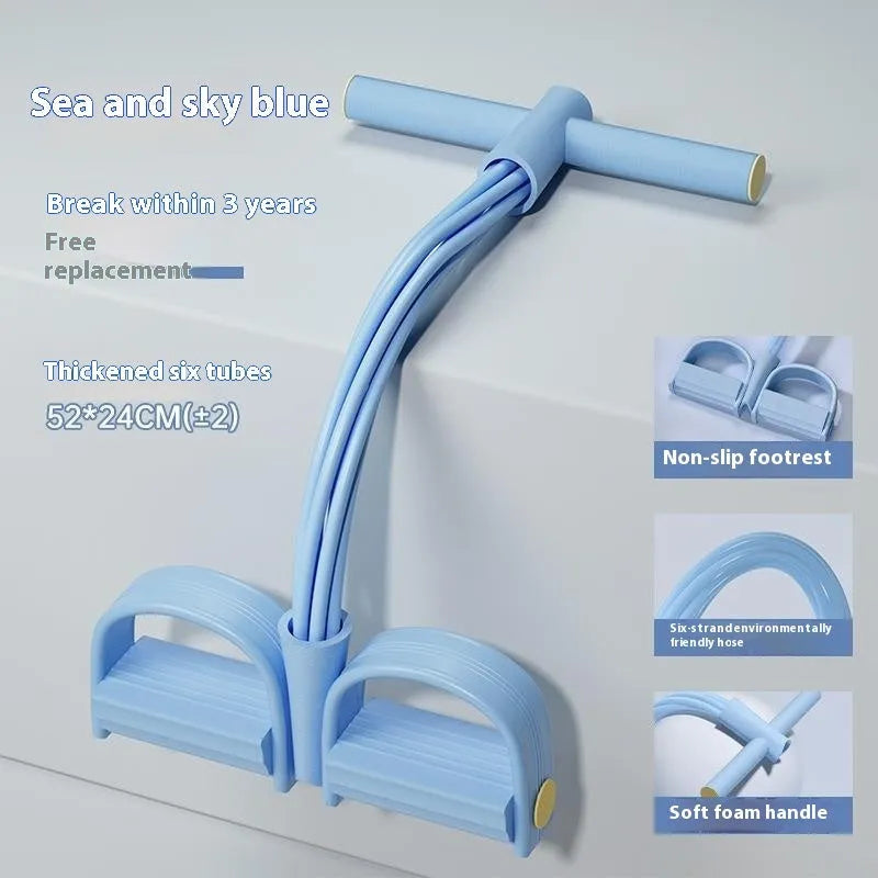 Purple TPR waist slimming belly pedal exercise device with a puller rope.