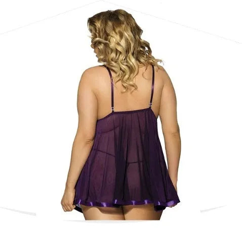 Women's seamless lace mesh sleepdress lingerie in purple, red, black, pink, and white colours