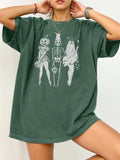 Loose straight cut cotton T-shirt in black green grey orange colours with round neck