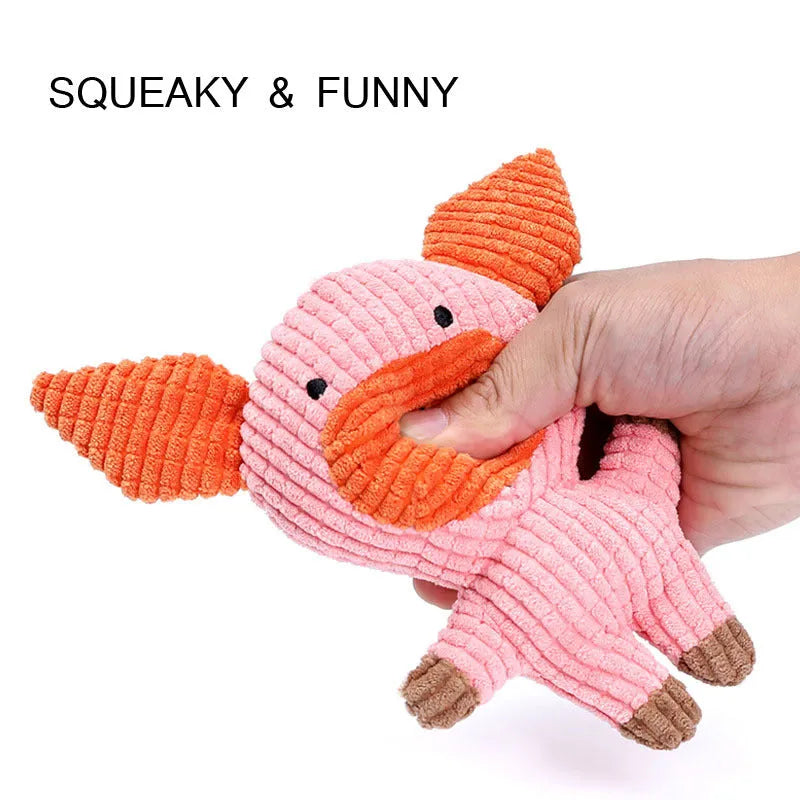 Animal shaped plush dog chew toy with squeaker inside for small and large dogs