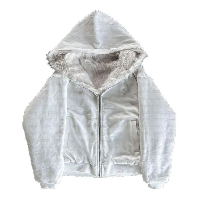 Casual baggy cardigan-style coat for men and women in white or black, with long sleeves.