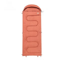 Portable cotton sleeping bag in ochre or olive green colour for camping