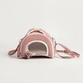 Hamster crossbody handbag with outer strap, breathable mesh, elastic fabric, Bejirog, in matcha green or pink.