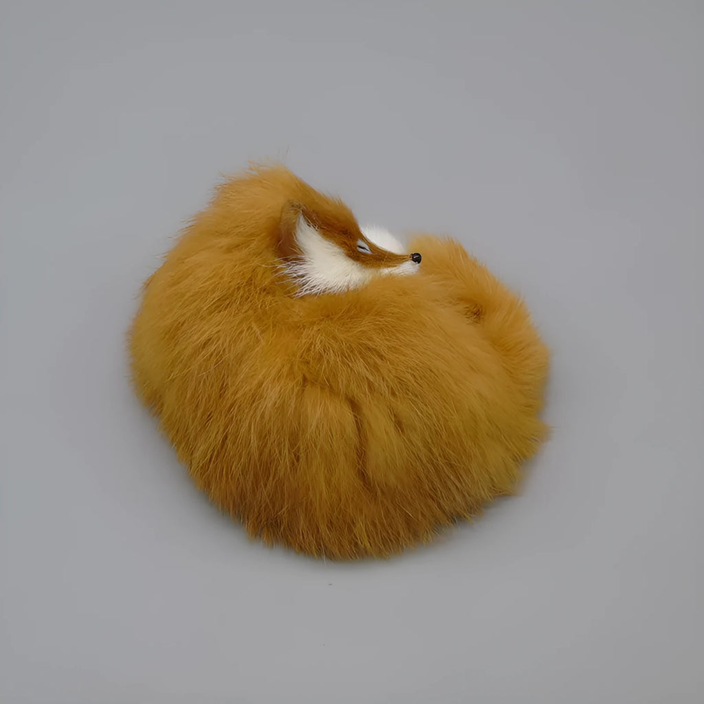Artificial white fox fur car decoration measuring 15cm long with yellow and red colour options
