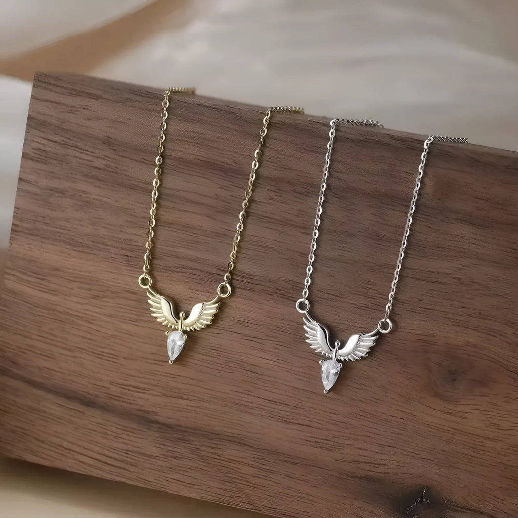 Silver eagle pendant necklace on O-ring chain with Korean style design