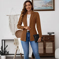 Brown lapel single-breasted leisure suit coat with long sleeves