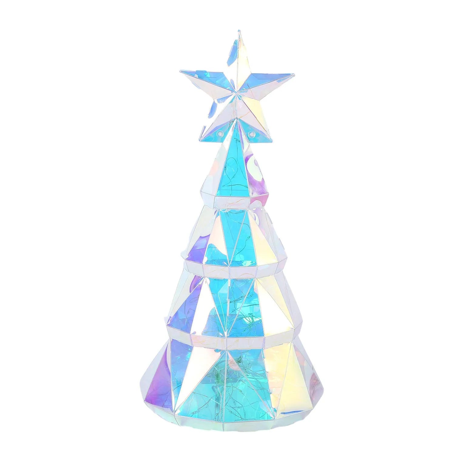 Colourful cartoon Christmas tree luminous decoration with PET material measuring 14.5cm by 4.8cm by 20cm