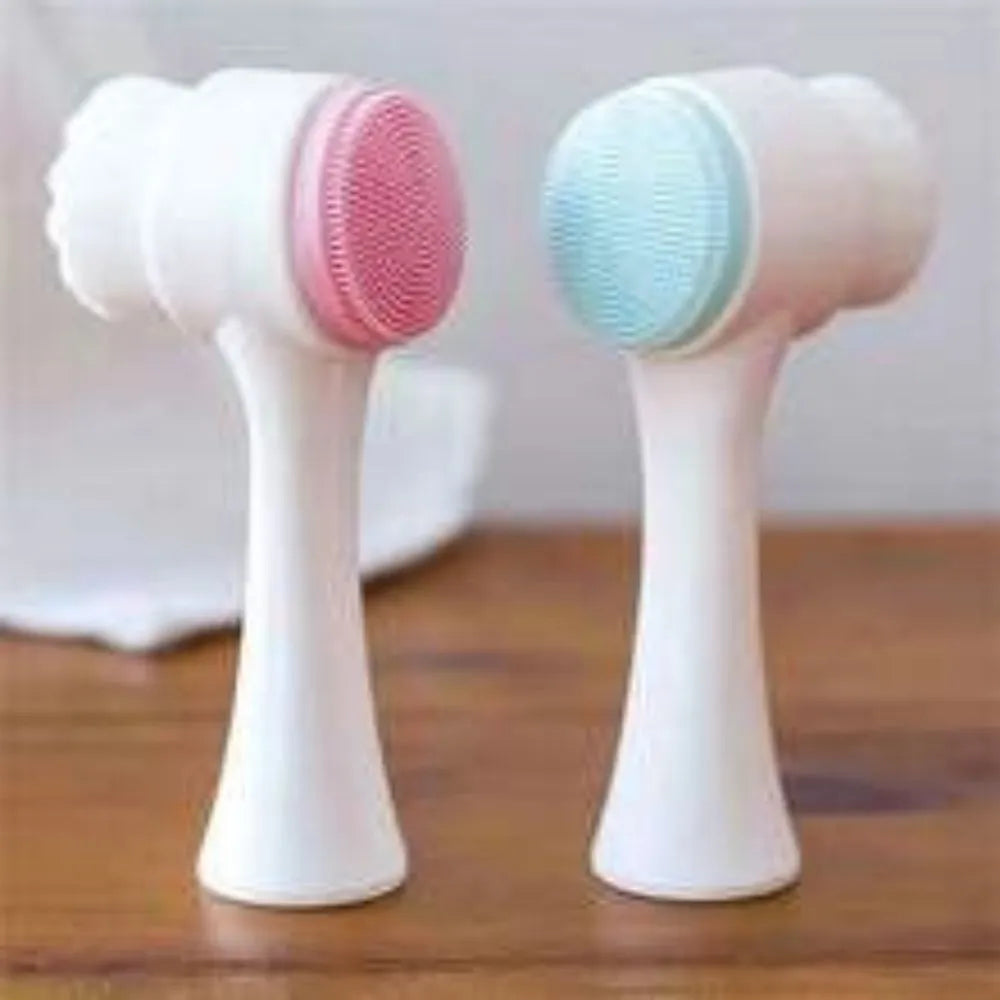 Blue nylon paw brush for dogs and cats on a white background, showing its textured head and handle.