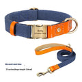 Small dog mohair collar and leash set in green with contrasting lettering