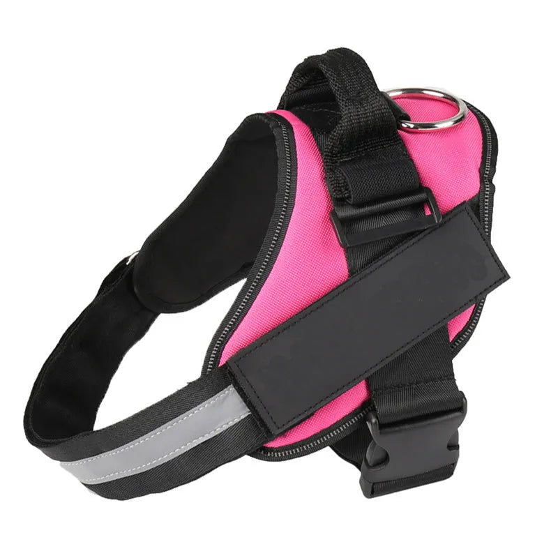 Reflective adjustable nylon no-pull dog harness vest in multiple colours