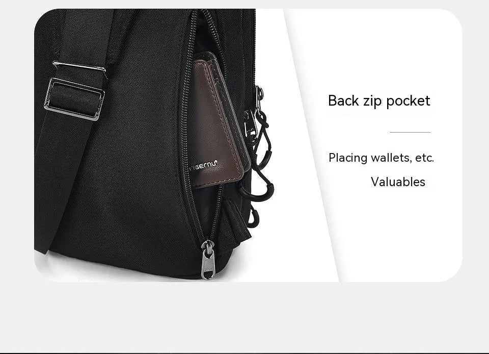 Casual black TPU camouflage chest pack with single shoulder strap and soft handle