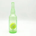 Blue natural rubber water bottle dog toy with squeaker tail for aggressive chewers