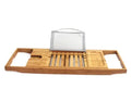 Natural bamboo single-layer bathtub frame for bathroom storage with desktop installation.