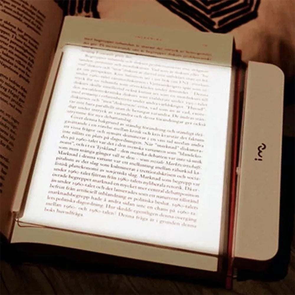 Dimmable LED panel book reading lamp with PMMA acrylic panel, 17.6 x 17.8 cm, black or white, for night reading