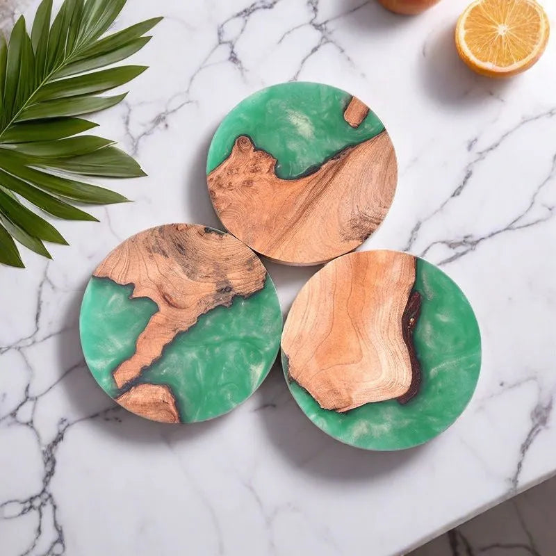 Nordic style wooden coaster for kung fu tea sets with 9.8cm diameter