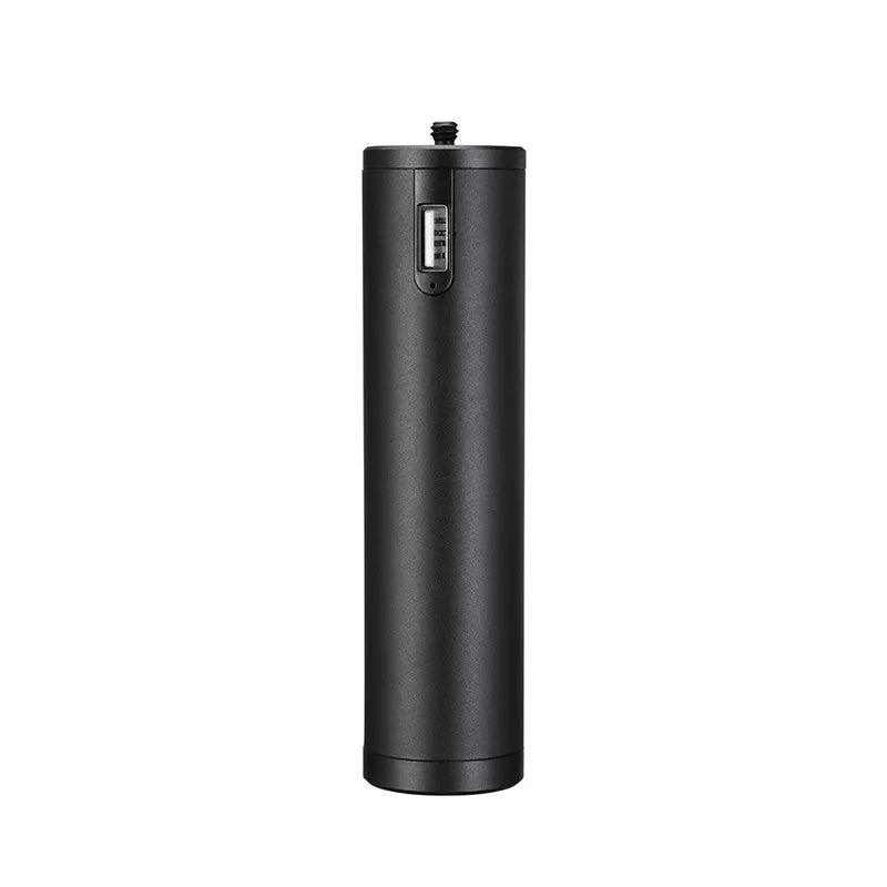 Black aluminium alloy power bank charging handle showing 12.5cm length and 3.2cm width