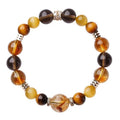 Natural yellow tiger-eye crystal bracelet with Jinba lucky design in geometry beads