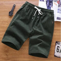 Men's cotton summer shorts with elasticated waist in capri length shown in multiple colour options