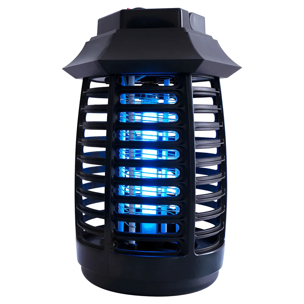 Black aromatherapy mosquito lamp with UV glass tube and LED decorative light for indoor insect control