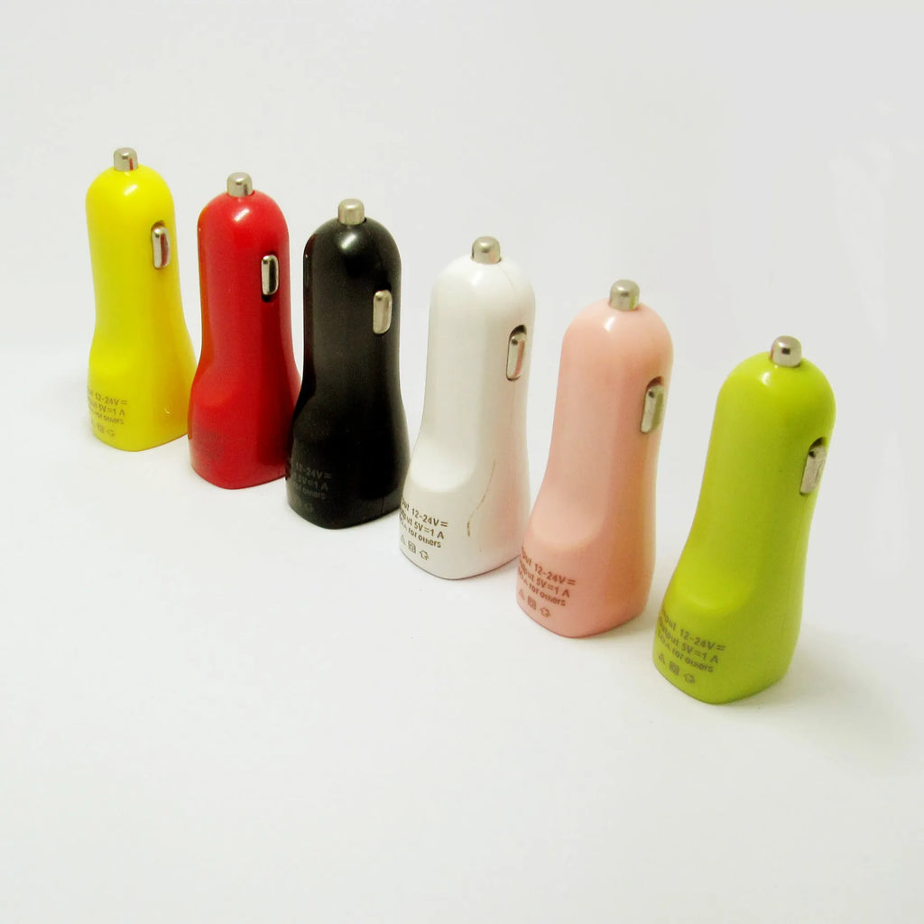 Duckbill dual USB car charger with blue LED light showing two charging ports