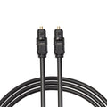 Black Toslink optical audio cable with square connector showing 2 metre length and 4mm plug