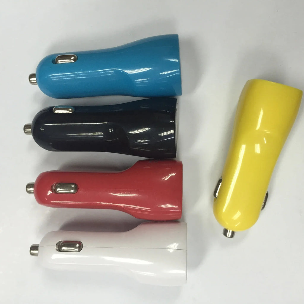Duckbill dual USB car charger with blue LED light showing two charging ports