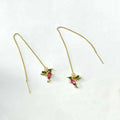 Long style bird hanging earrings with mixed zirconium wings in electroplated alloy construction