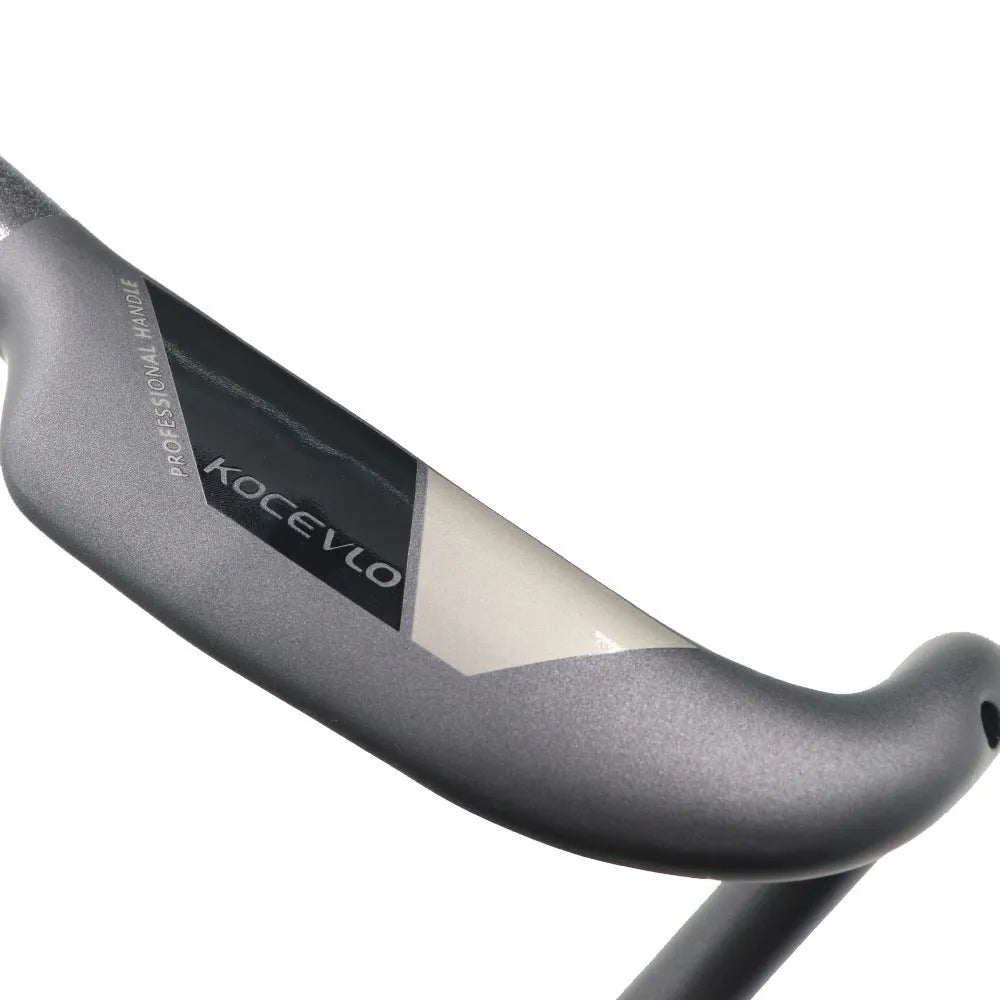 Wei Bike matt carbon fibre road bicycle drop handlebar shown from above