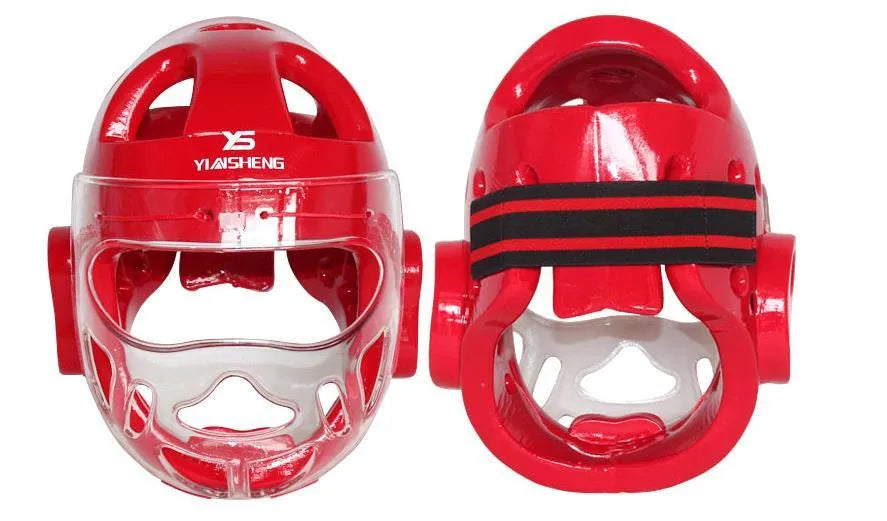 Karate helmet protective headgear for boxing training in blue, red or white colour options