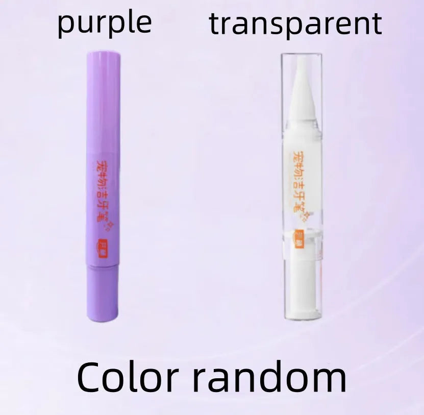 White pet toothbrush pen with 5ml dental cleaning solution for dogs and cats
