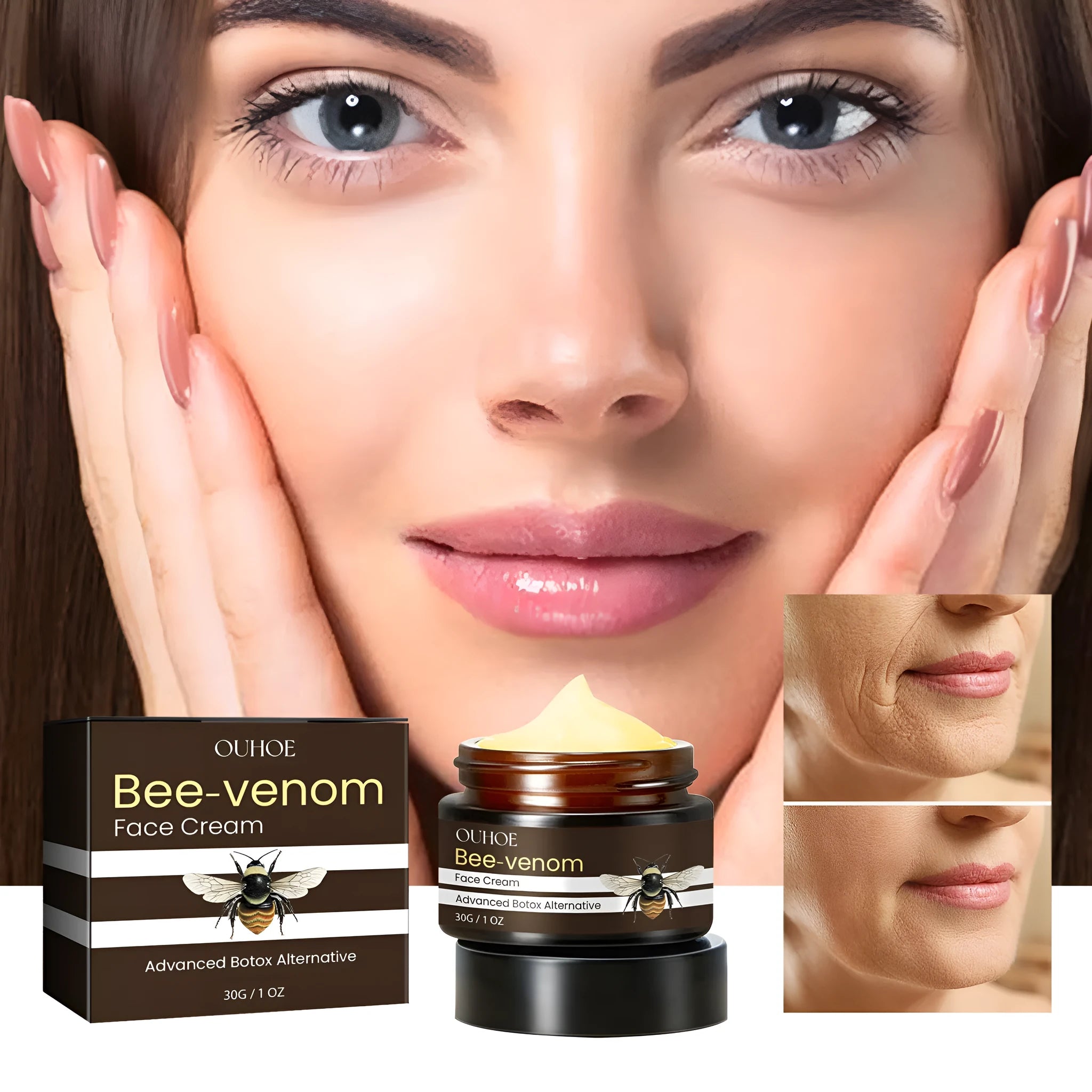 30g jar of OUHOE bee firming cream for hydrating nourishing and firming skin